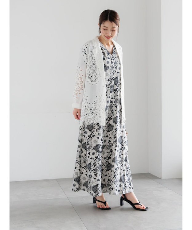 Te chichi 【LIBERTY FABRICS】Vネックフレアワンピース ブラック