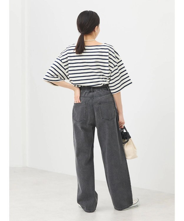 earth music&ecology ショートスリーブボーダーＴＥＥ Black