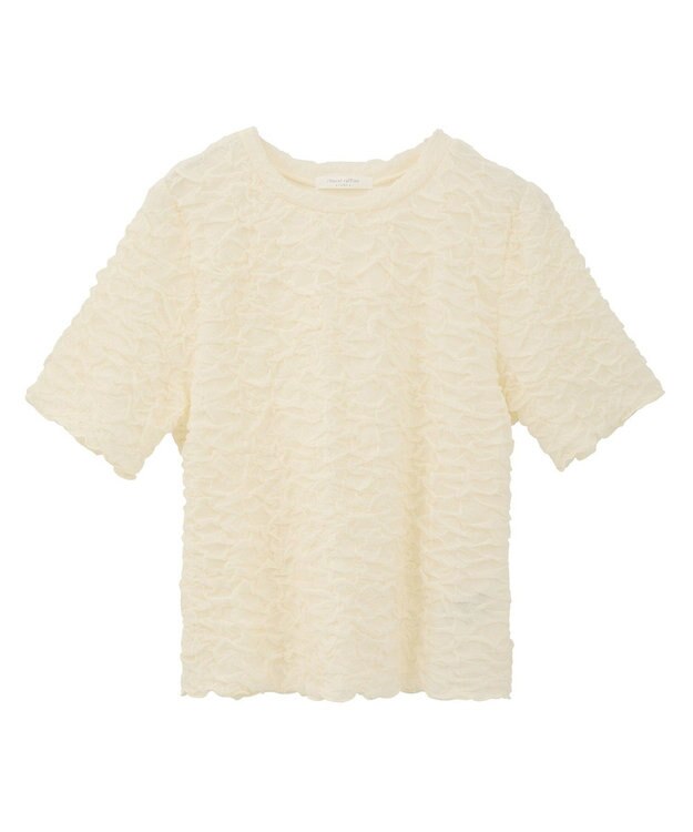 Green Parks 表面感カット５分袖プルオーバー Ivory