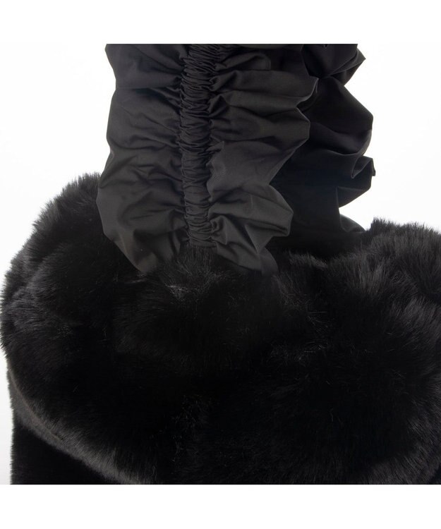 UNBILLION カシュカシュ cachecache / フリルハンドルエコファー巾着バッグ ブラック