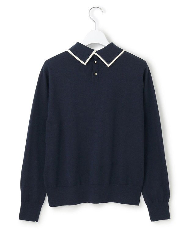 23区 S 【洗える】ウーステッドウール ポロニット ネイビー系