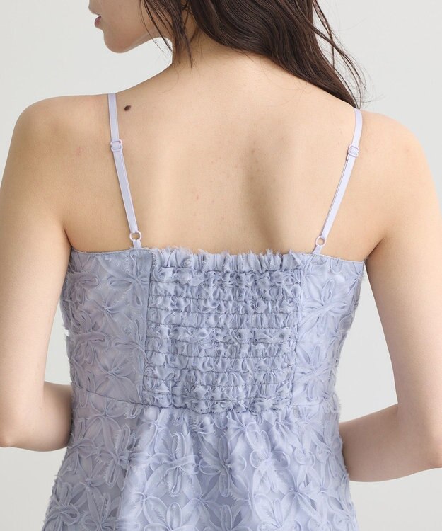 earth music&ecology SET2点シアーブラウス＋3Dレースワンピース サックスブルー