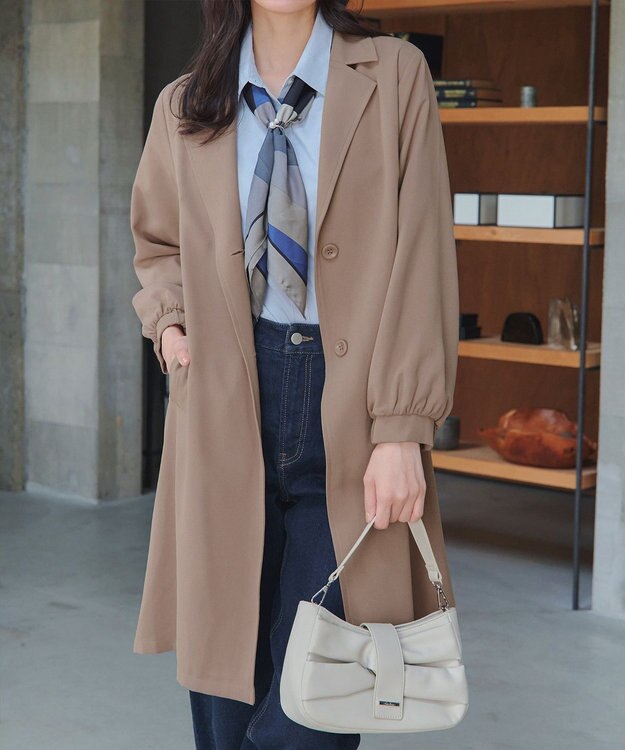 Tiaclasse 【洗える】バックプリーツパフスリーブコート ベージュ