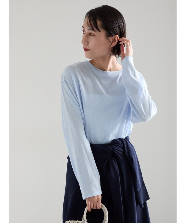 Te chichi 【雑誌掲載アイテム】シルケット天竺クルーネックロンT《2026 spring catalog item》 サックスブルー