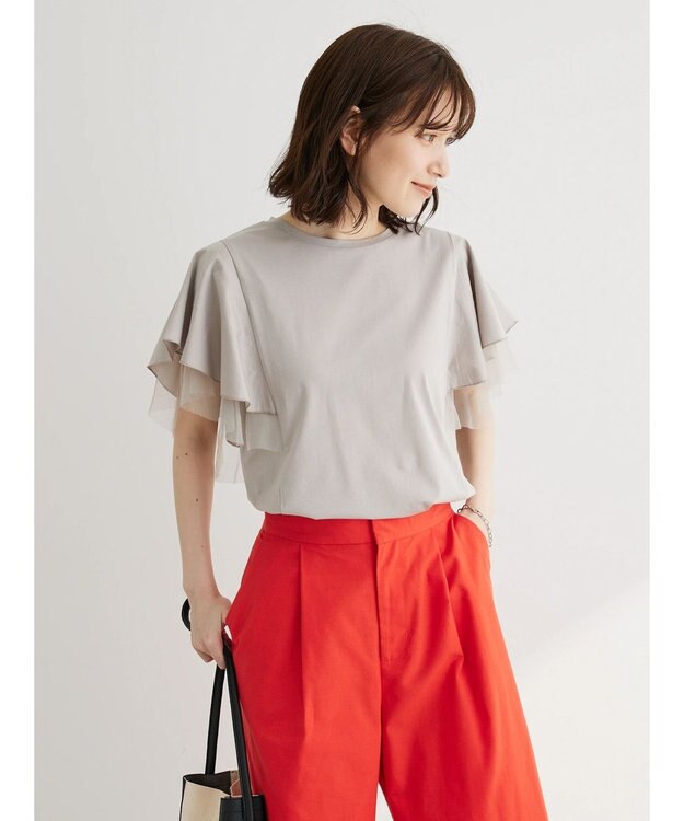 Green Parks ・ＥＬＥＮＣＡＲＥ　ＤＵＥ　フレアスリーブＴシャツ Gray Beige