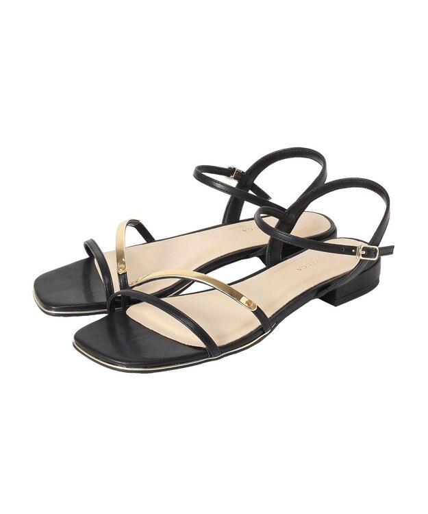 YECCA VECCA ゴールドバーサンダル Black