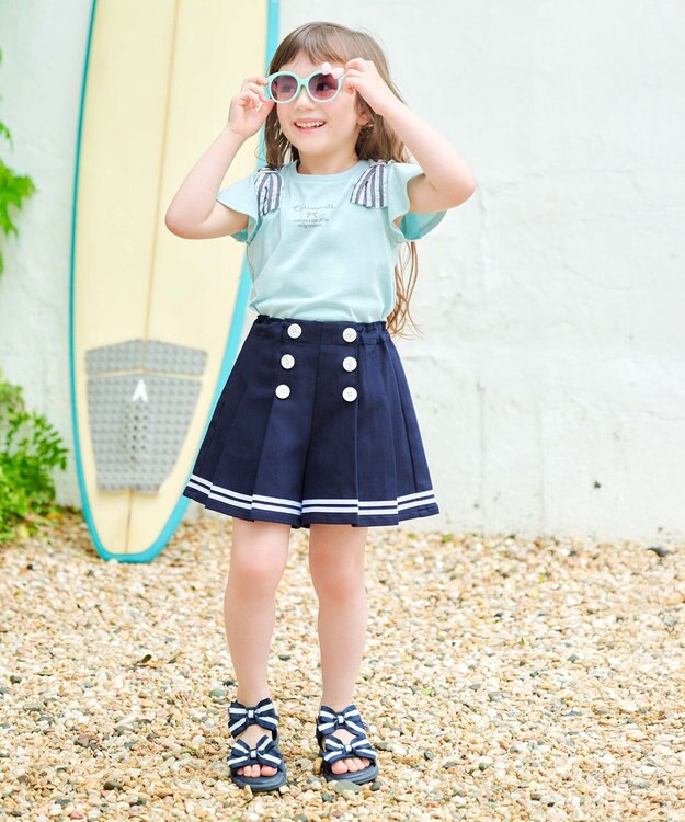 ANY KIDS ひんやりクール 肩リボンTシャツ ミント