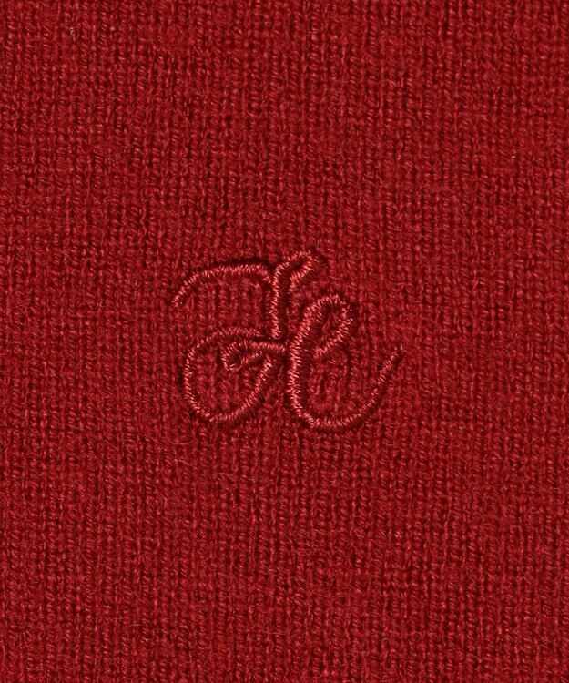 Feroux 胸元刺繍パールニット カーディガン レッド系