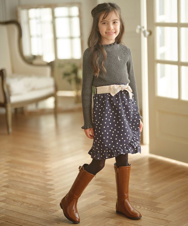 組曲 KIDS 【110-140㎝】Lady Dot スカート ネイビー系5
