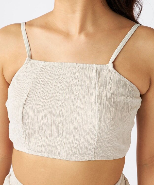 OP／FILA 【Ocean Pacific】ティアードトップス＋ショートパンツ付き 4点セット アイボリー