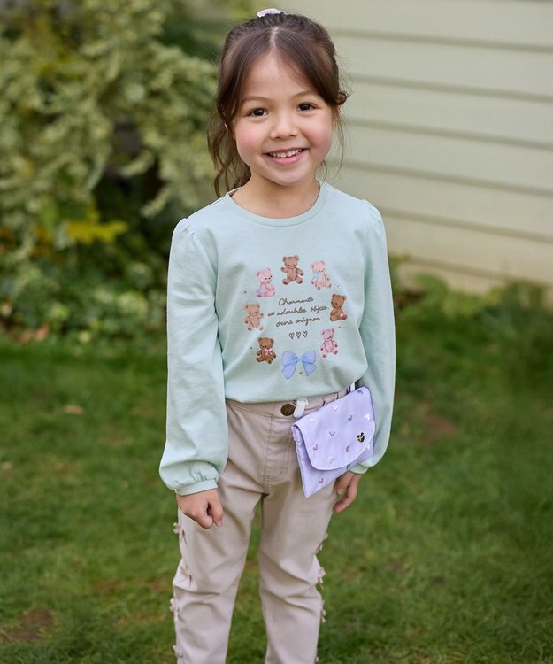 ANY KIDS 総柄刺繍 移動ポケット ラベンダー（ハート）