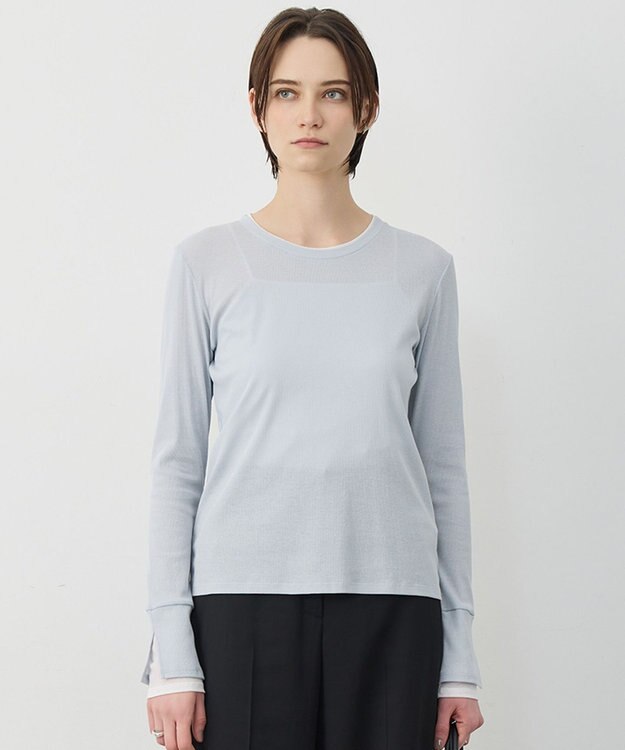 ICB L セミシアーテレコ レイヤード風カットソー サックスグレー