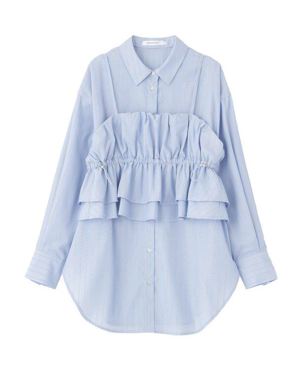 AMERICAN HOLIC 【2点セット・イージーケア】ビスチェ＋シャツ Stripe Sax