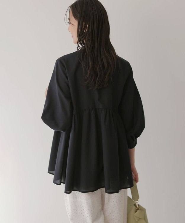 組曲 ニューリヨセルシャーティングペプラム ブラウス ネイビー系