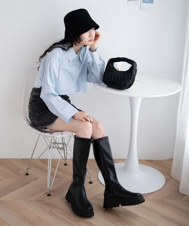 WEGO ボリュームロングブーツ ブラック