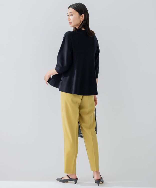 23区 【洗える】テンセルストレッチ フレア ニット ネイビー系