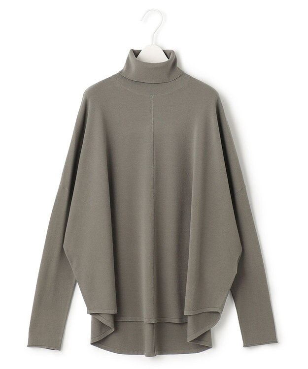 ICB 【洗える】 ヴィスコースワイド タートルネックプルオーバー アッシュカーキ系