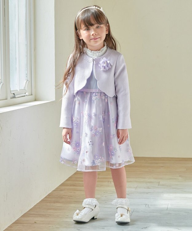 ANY KIDS リボン付きスタンドカラーブラウス ホワイト