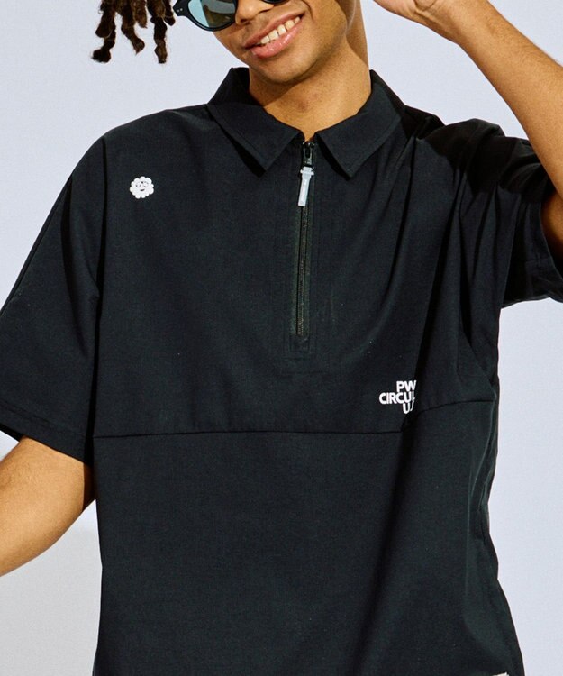 PW CIRCULUS 【撥水加工/ ストレッチ】【MEN】ハーフジップシャツ ゴルフ ブラック系