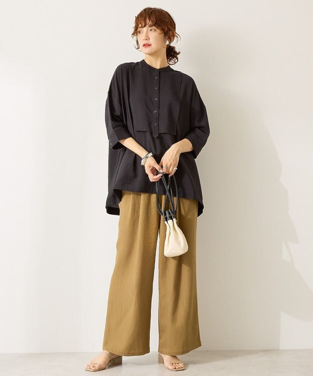 AMERICAN HOLIC 【WEB限定】接触冷感バンドカラーシャツチュニック Black