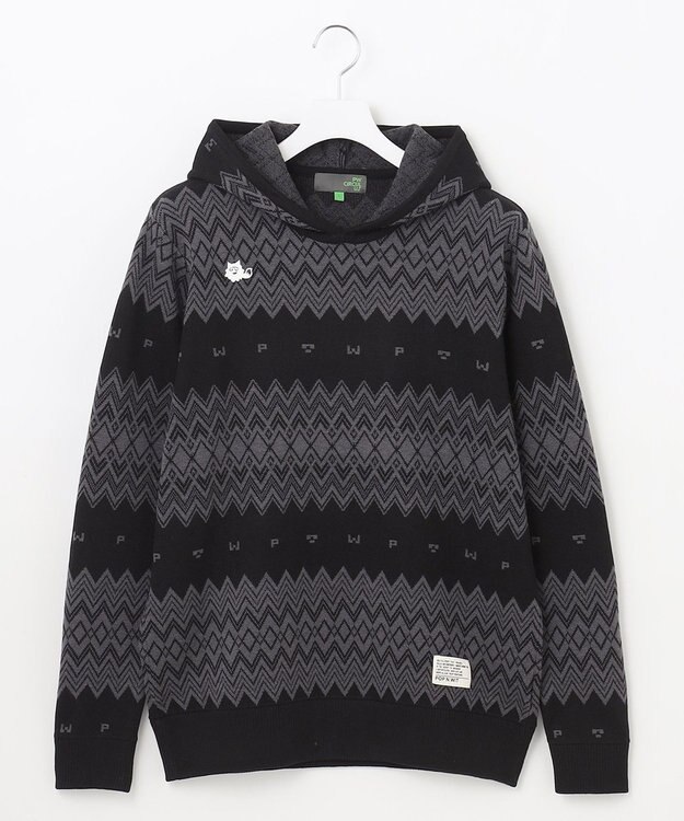 PW CIRCULUS 【手洗い可】【MEN】フェアアイルニットフーディ ブラック系5