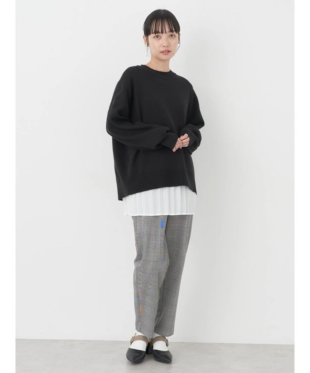 earth music&ecology アンチピリングバックスリットプルオーバー Black