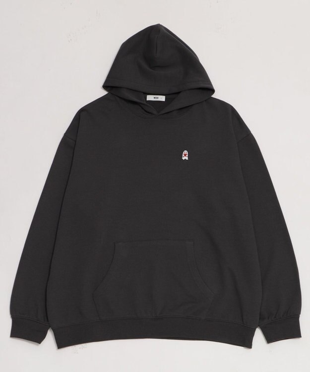 WEGO 【ユニセックス着用ITEM/SMLサイズ展開/裏起毛】ワンポイント刺繍プルパーカー スミクロ