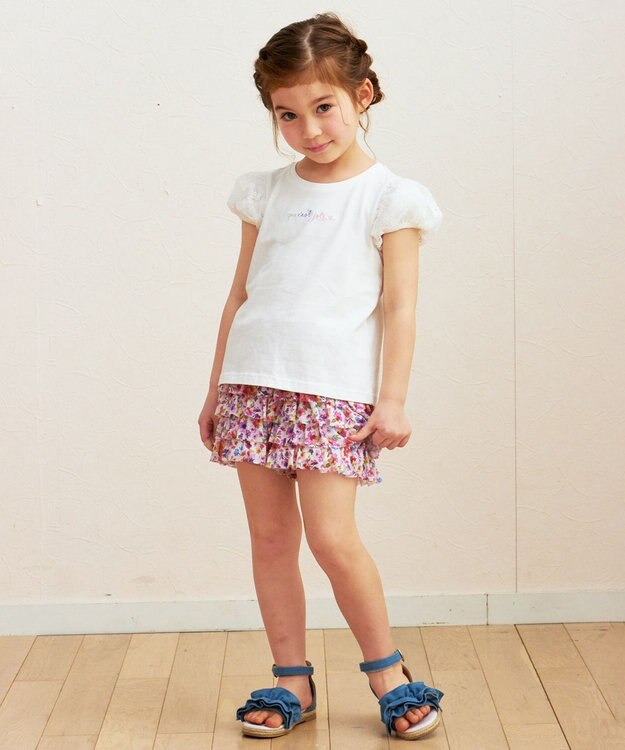 ANY KIDS フリル 天竺 ショート パンツ 花柄