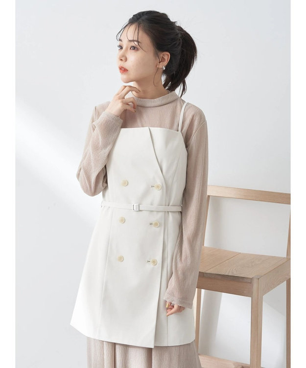 earth music&ecology トレンチ風キャミミニワンピース Ivory