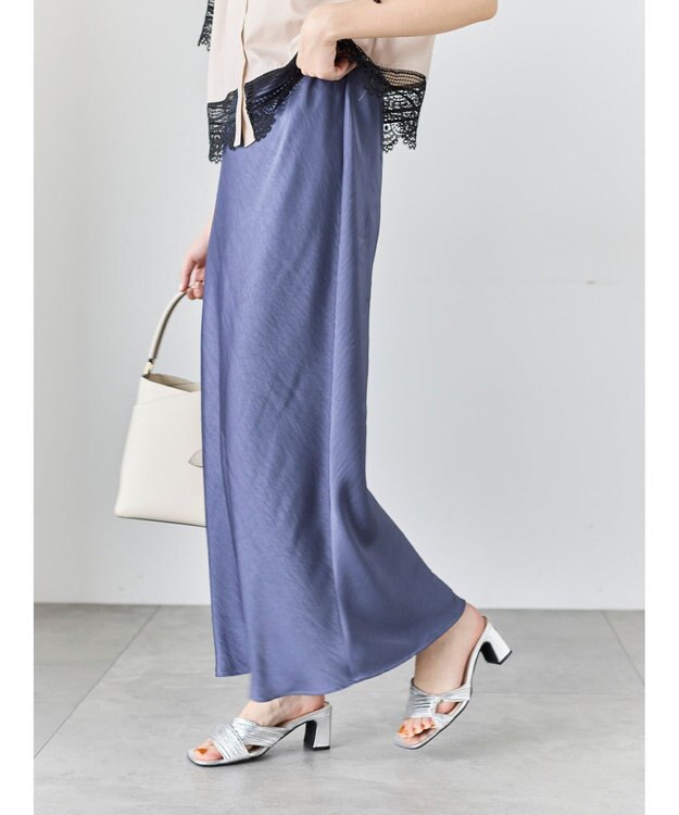 Te chichi バイアスサテンスカート グレー