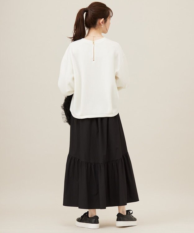ANY SIS 【洗える・2SET】ダンボール プルオーバー×ギャザー スカート アイボリー×ブラック