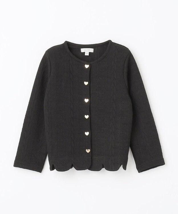 ANY KIDS ふくれ ジャガード カーディガン ブラック