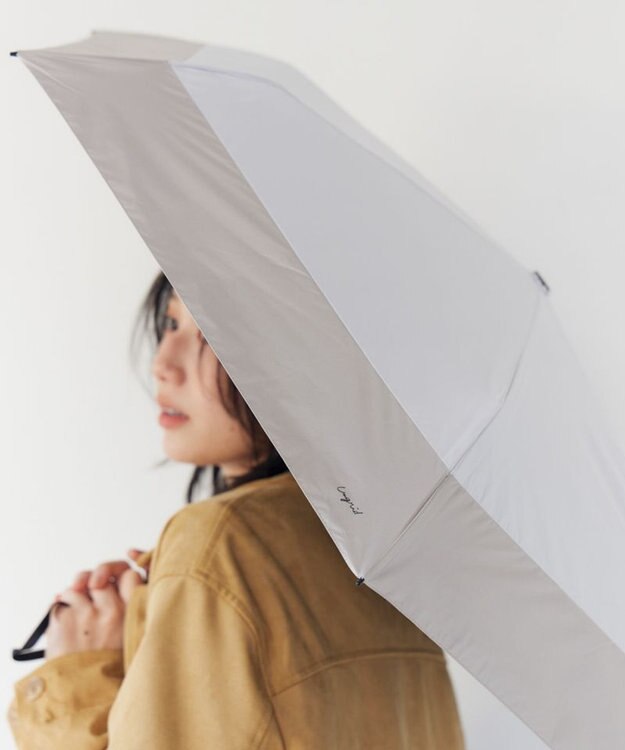 AURORA 【Ungrid（アングリッド）】切継ぎロゴプリント晴雨兼用傘（折りたたみ） クリーム
