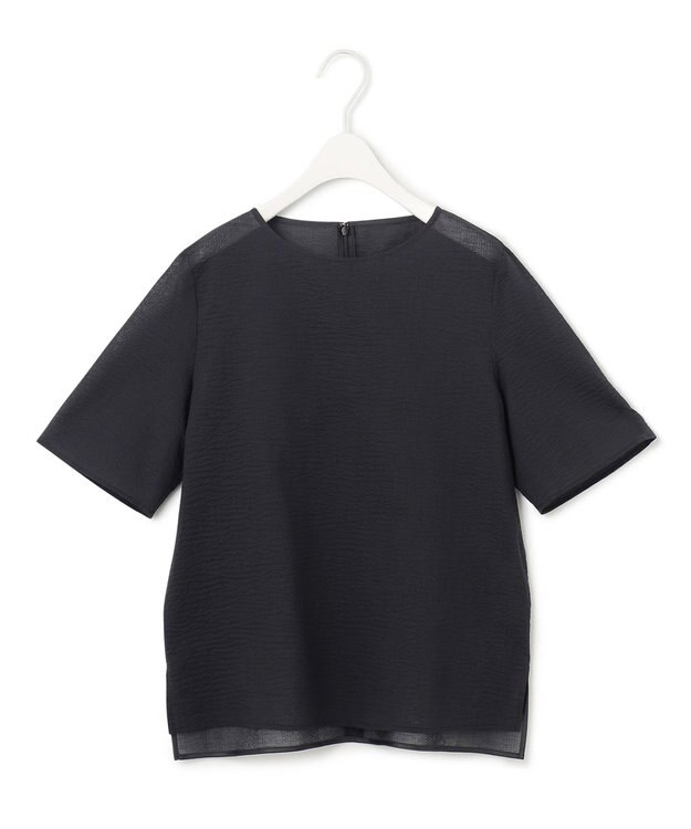 ICB 【洗える】コットンリップル Tブラウス ブラック系