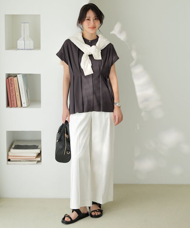 ANY SIS L エアリーストレッチ ワイドパンツ オフ