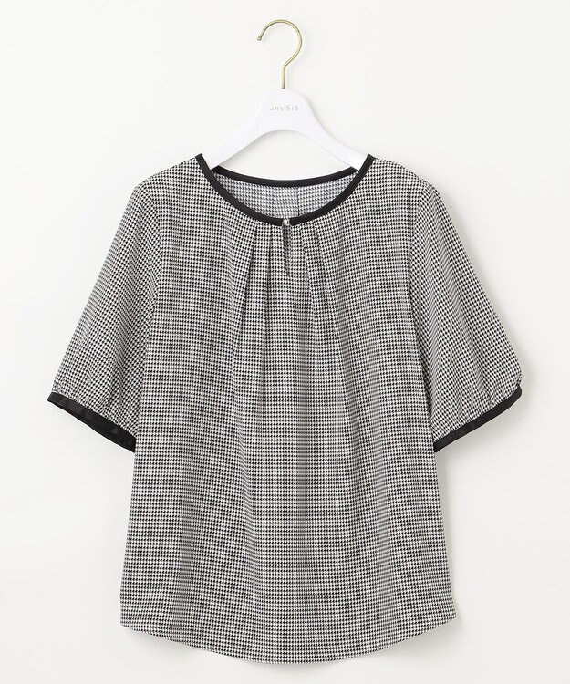 ANY SIS L 【洗える】 バイカラータック ブラウス 千鳥