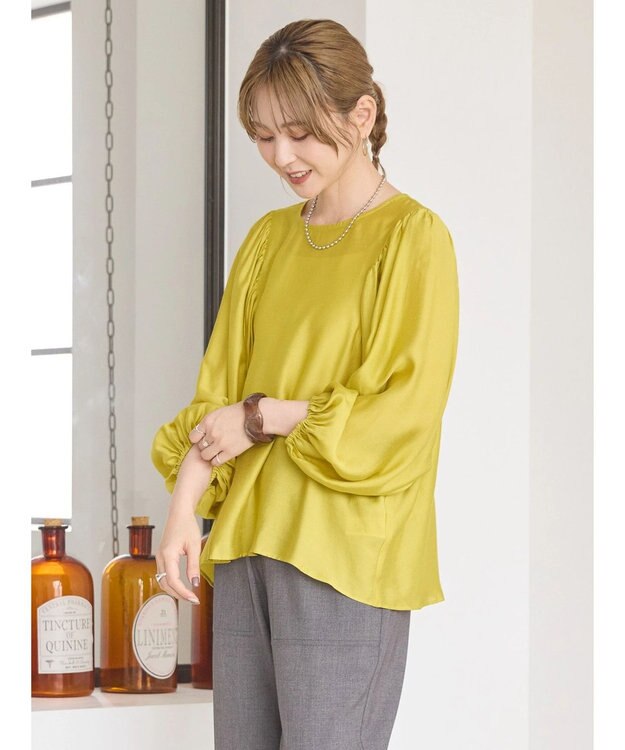 AMERICAN HOLIC 袖ボリュームシアーブラウス Yellow