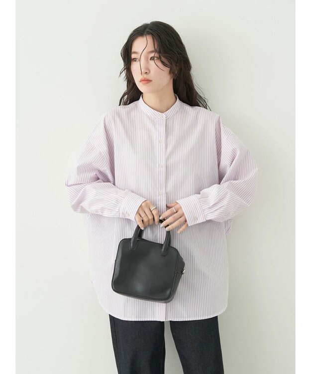 earth music&ecology ドルマンストライプシャツ Stripe Pink