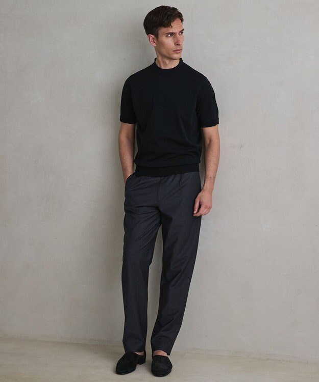 GOTAIRIKU 綿とポリのいいとこどり【洗濯機可】テーラード DRESS BIZ ニットTシャツ ブラック系