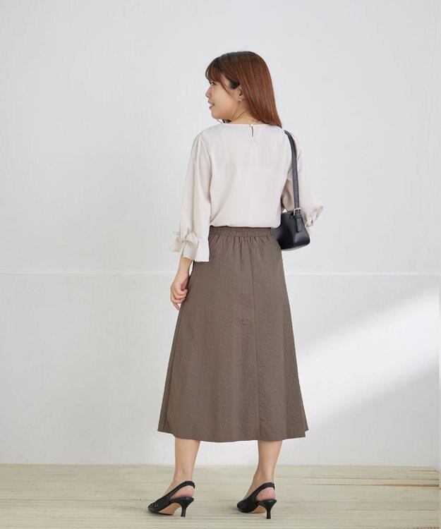 Tiaclasse 【洗える】リボンフレアスリーブブラウス アイボリー