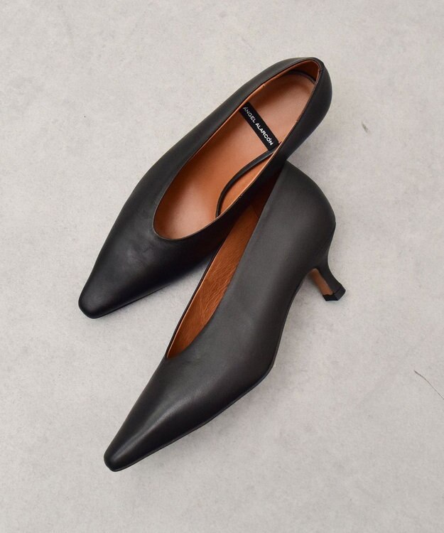 INTER-CHAUSSURES 【ANGEL ALARCON】ポインテッドトウディープカットパンプス ブラック