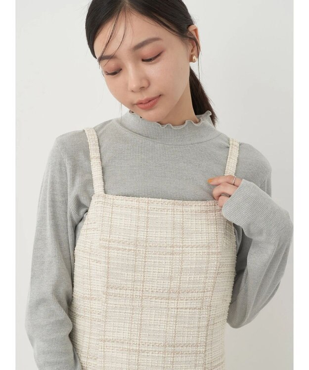 earth music&ecology ツイードワンピース（ｃｈｅｃｋ） Ivory
