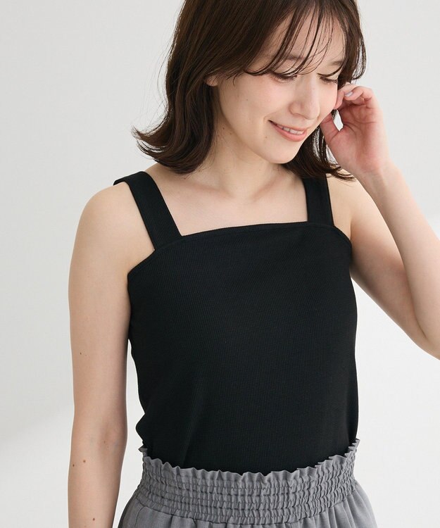 Green Parks スクエアラメタンクトップ Black