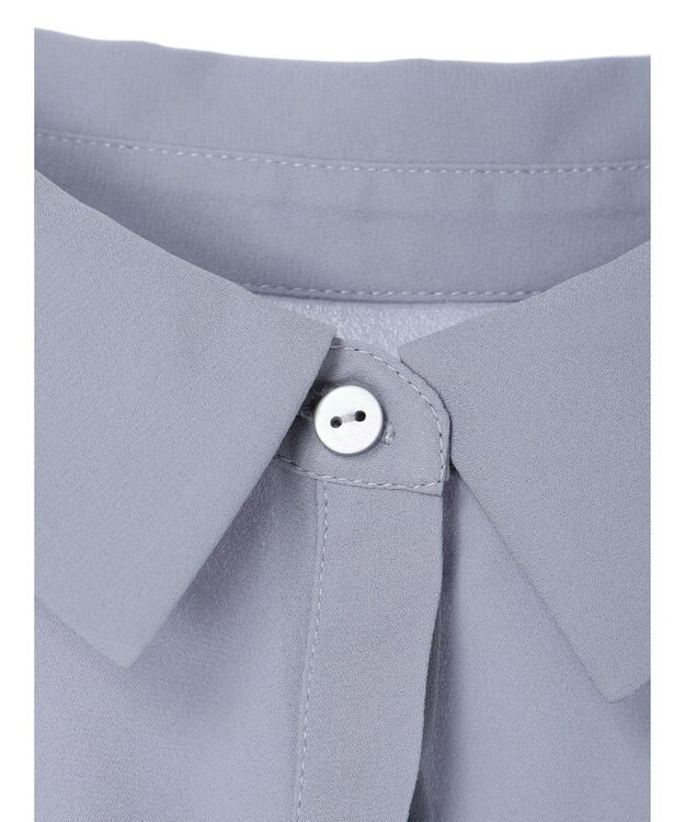 Green Parks 袖プリーツ衿付きブラウス Sax