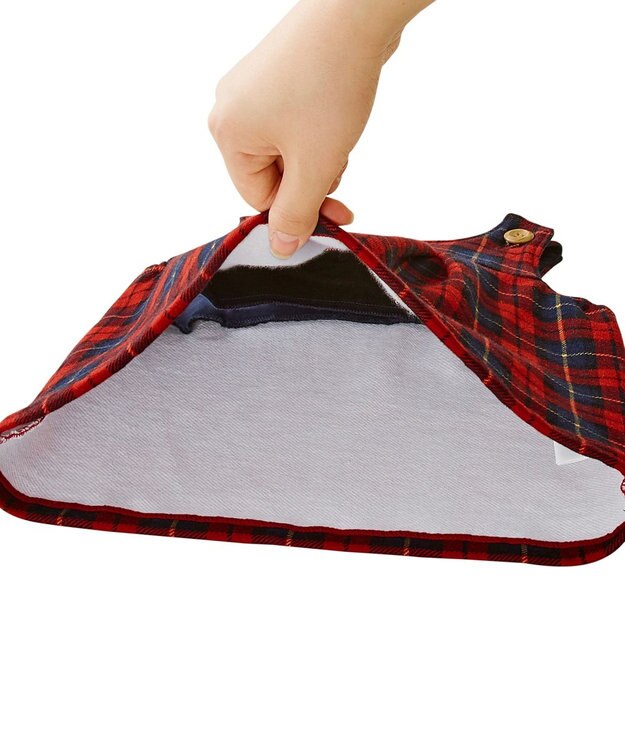 MIKI HOUSE HOT BISCUITS 【70-100cm】 チェック柄 裏毛パイル ジャンパースカート 赤