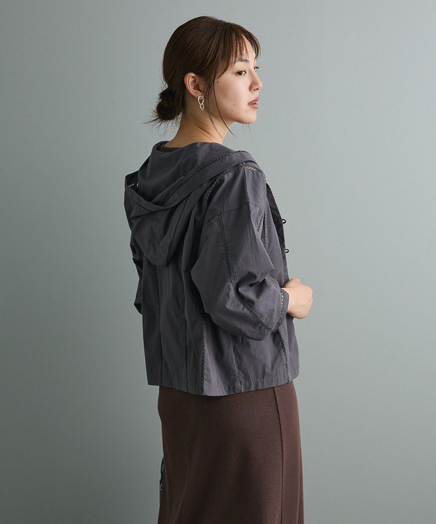 CRAFT STANDARD BOUTIQUE 梯子レースフード付きブラウス Charcoal Gray