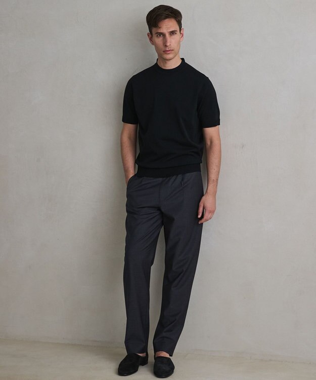 GOTAIRIKU 綿とポリのいいとこどり【洗濯機可】テーラード DRESS BIZ ニットTシャツ ブラック系