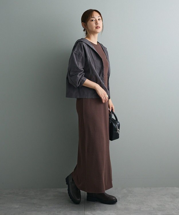 CRAFT STANDARD BOUTIQUE 梯子レースフード付きブラウス Charcoal Gray