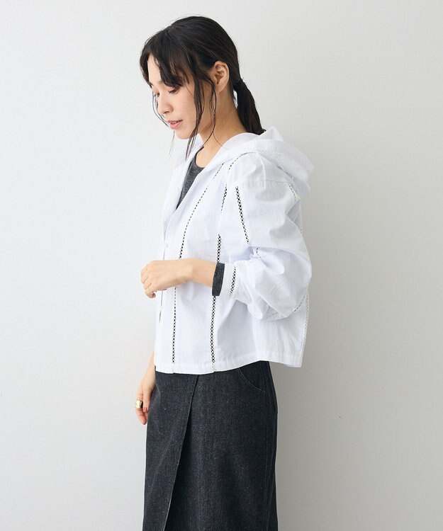 CRAFT STANDARD BOUTIQUE 梯子レースフード付きブラウス White