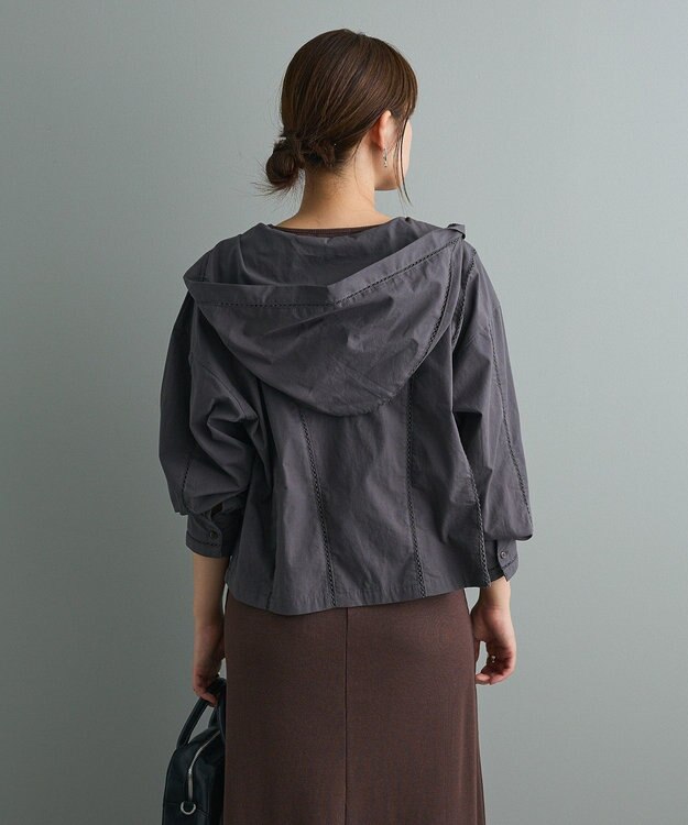 CRAFT STANDARD BOUTIQUE 梯子レースフード付きブラウス Charcoal Gray